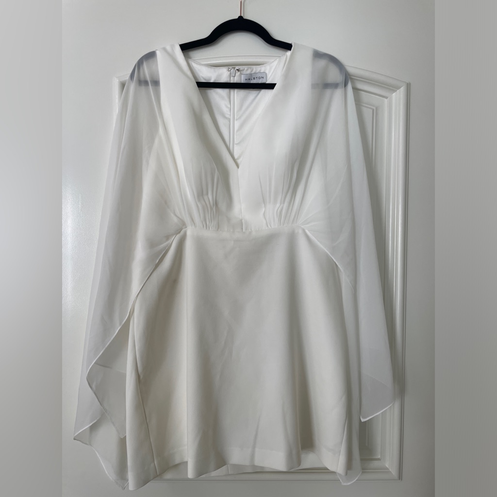 White Halston Angel Cape Dress